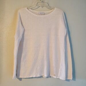 Southern Tide Sweater Womens Small White Linen Lightweight Pullover‎ Long Sleeve